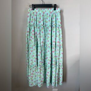 Blu Pepper Floral Maxi Skirt - Light Blue and Pink